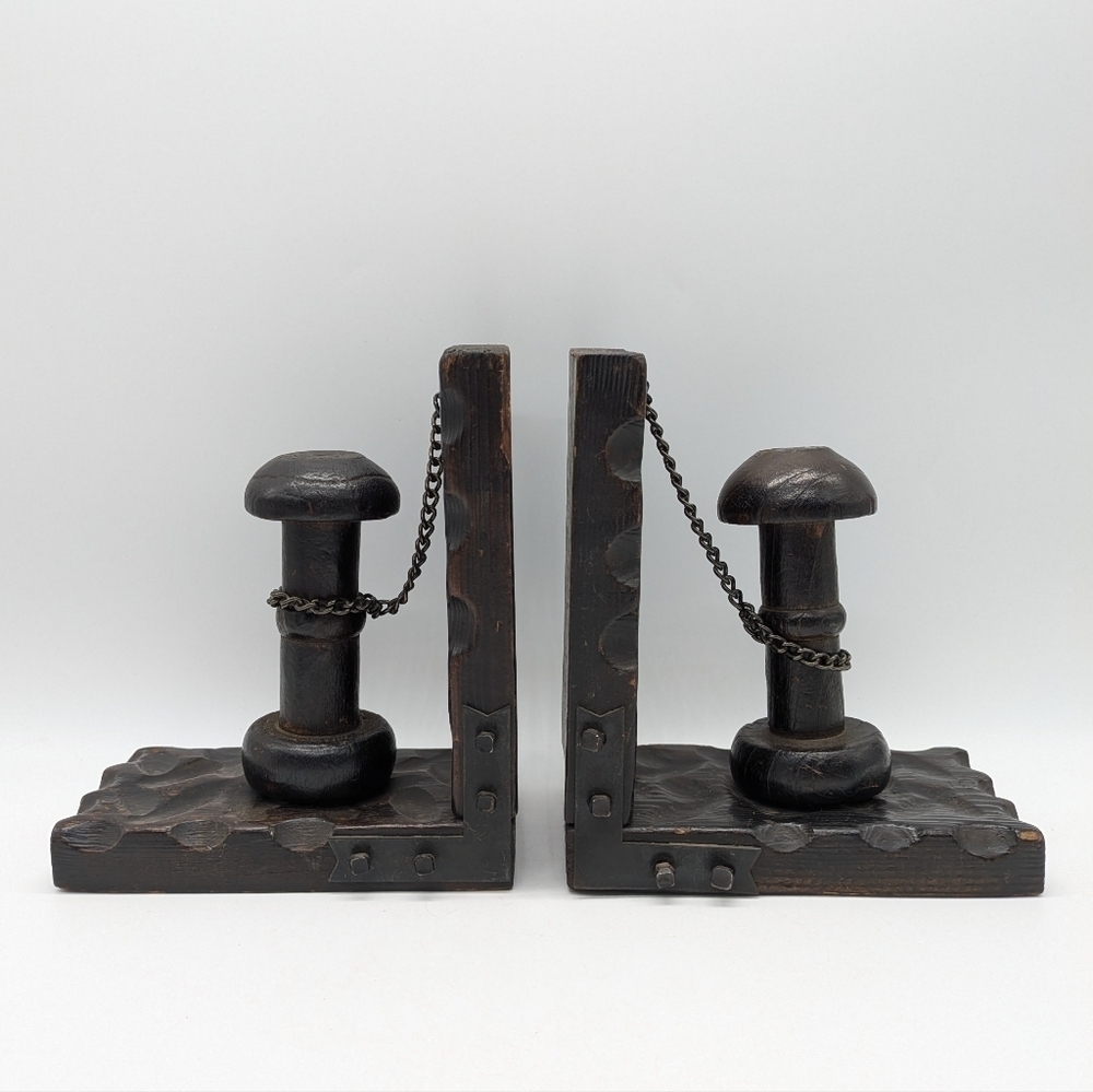 Vintage Wooden Brutalist Book Ends